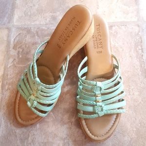 10M Tuscany wedge teal sandals EUC